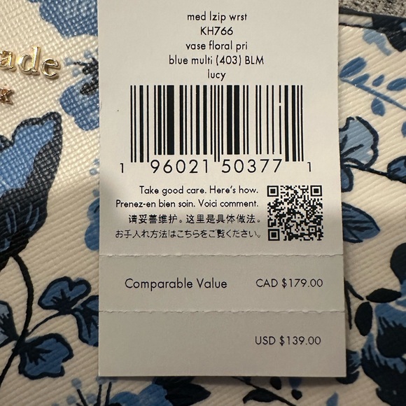 Kate Spade Vase Floral Print Wristlet Blue NWT - Picture 6 of 6